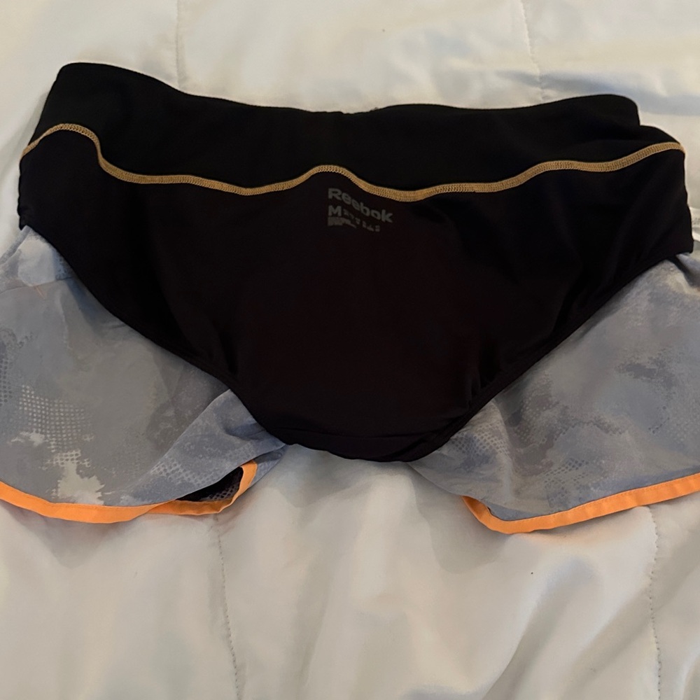 Reebok Women's Black and Gray Athletic Shorts with Orange Trim Size: M medium - Picture 7 of 7